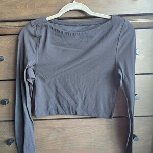EUC  Lululemon Boat Neck Crop Top Black